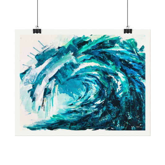 "Too Big" Textured Watercolor Wave Poster