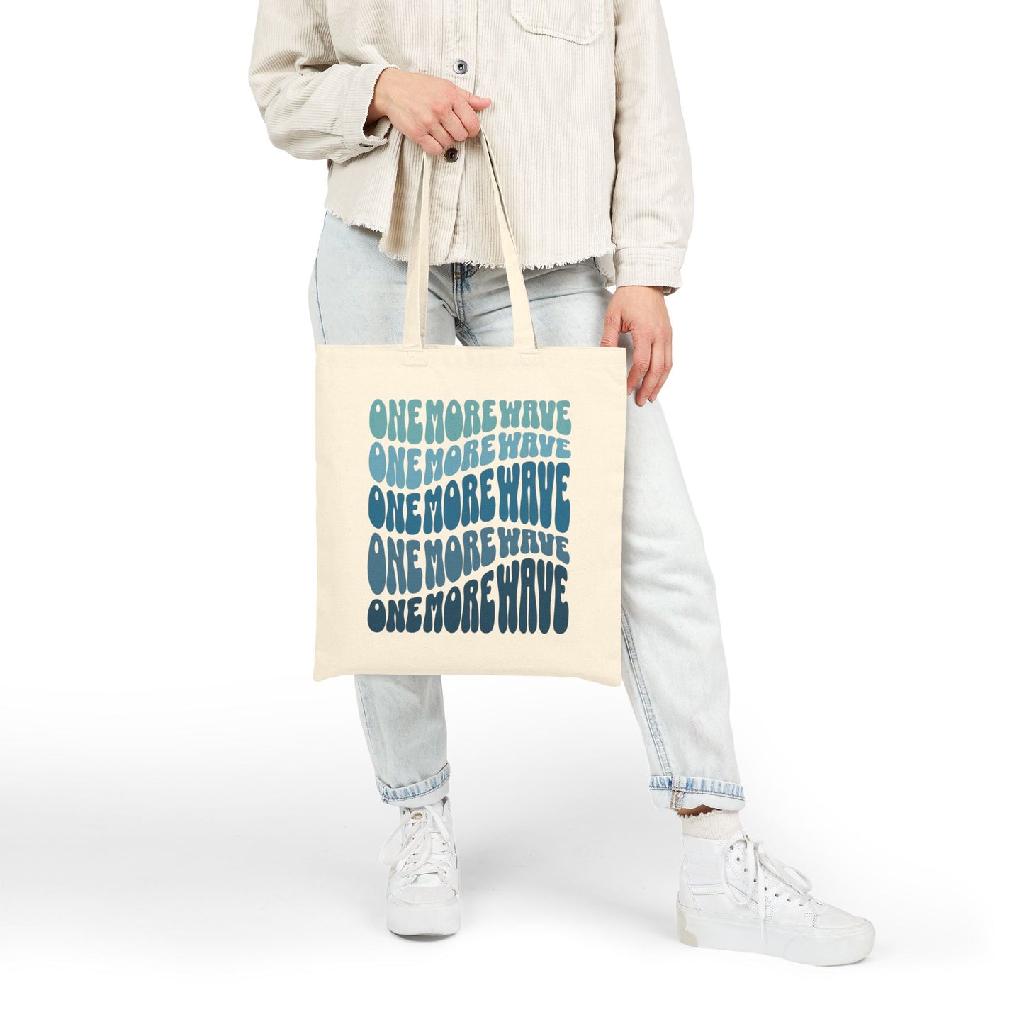 One More Wave (Blue Waves) Cotton Canvas Tote Bag