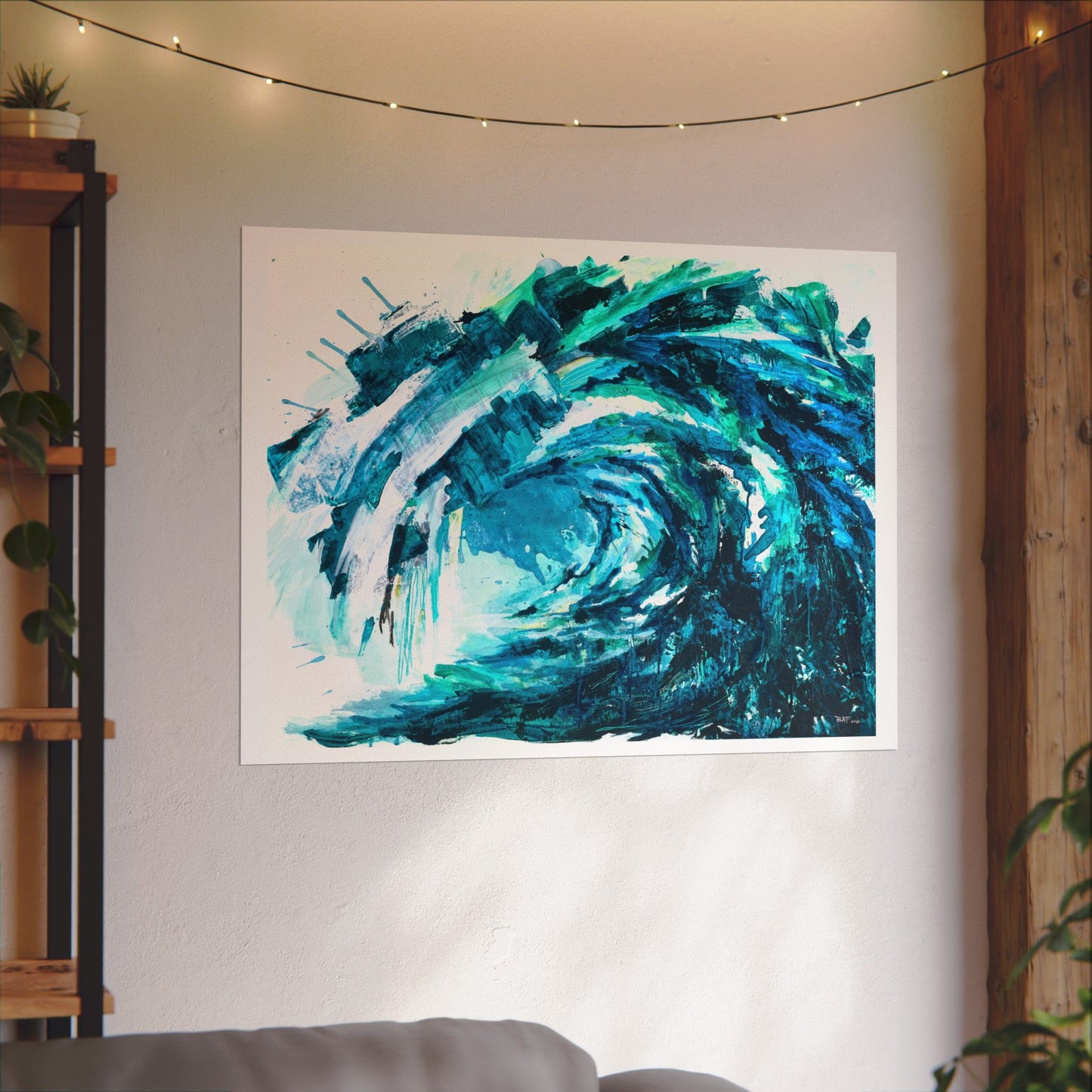 "Too Big" Textured Watercolor Wave Poster