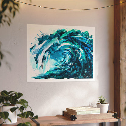 "Too Big" Textured Watercolor Wave Poster