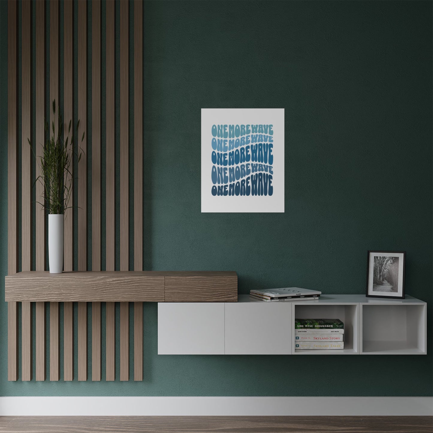 "One More Wave" Blue Rolling Waves Satin Ocean Poster