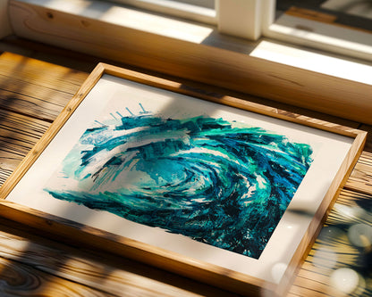 "Too Big" Textured Watercolor Wave Poster