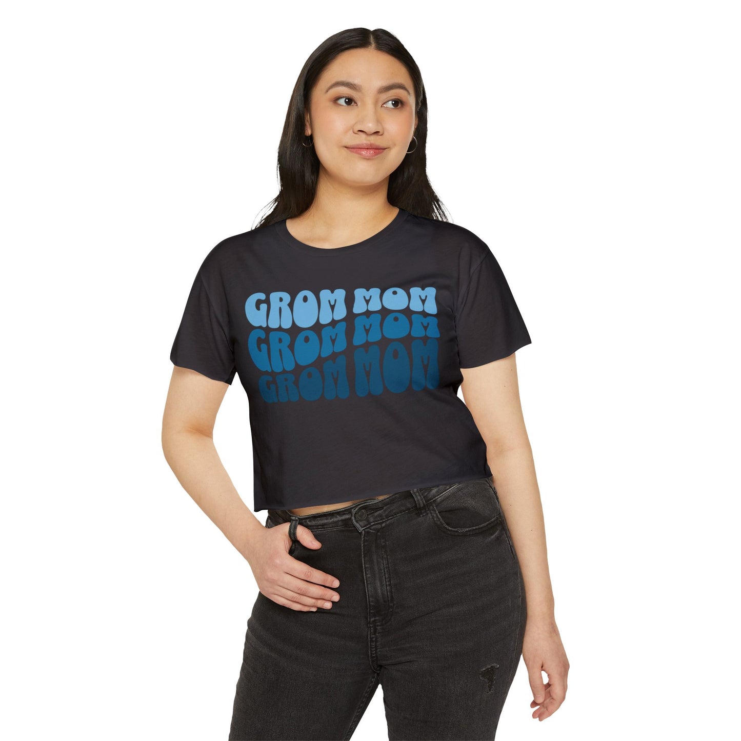 GROM MOM (Cool Blue) - Women's Crop Top