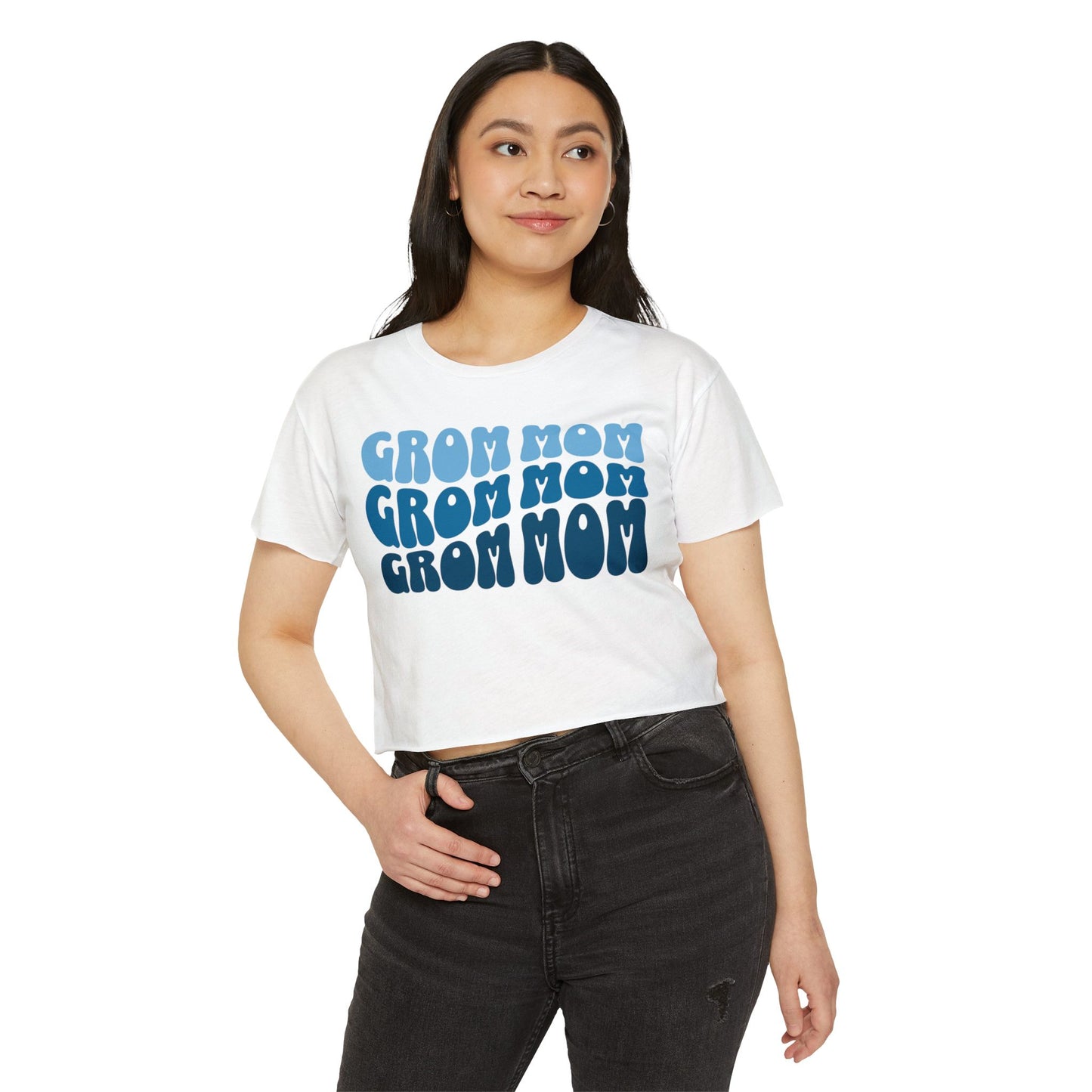 GROM MOM (Cool Blue) - Women's Crop Top