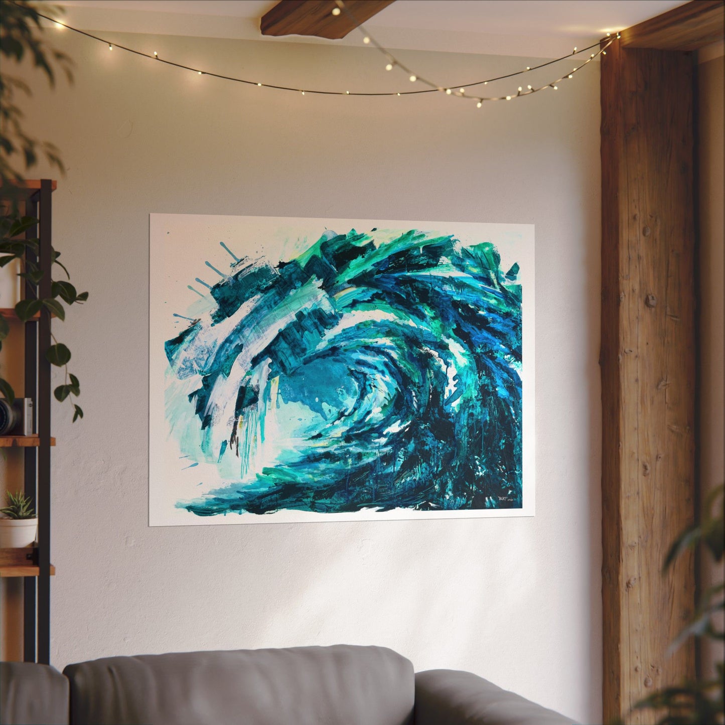 "Too Big" Textured Watercolor Wave Poster