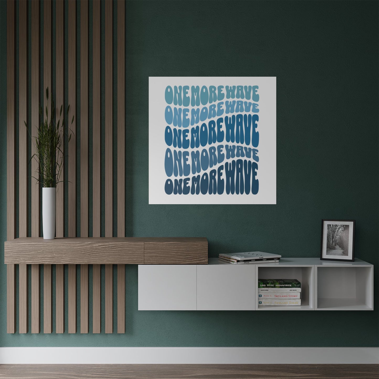 "One More Wave" Blue Rolling Waves Satin Ocean Poster
