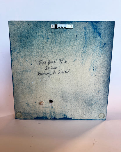 Fin Box — Original Painting Mixed Media Wall Sculpture No. 3/6 (Sanded & Painted Fin)