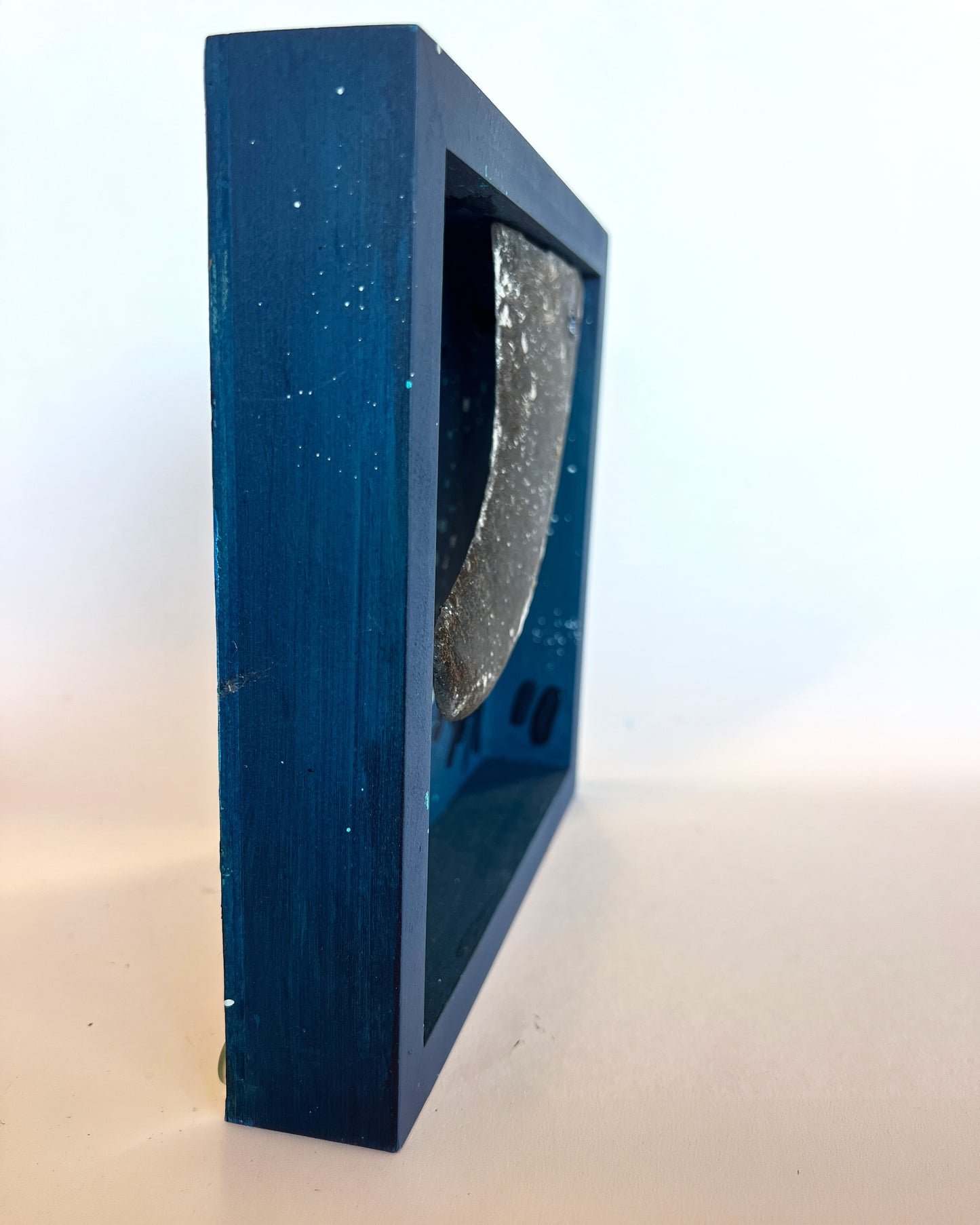 Fin Box — Original Painting Mixed Media Wall Sculpture No. 5/6 (Black Fin with Marine Encrustation)