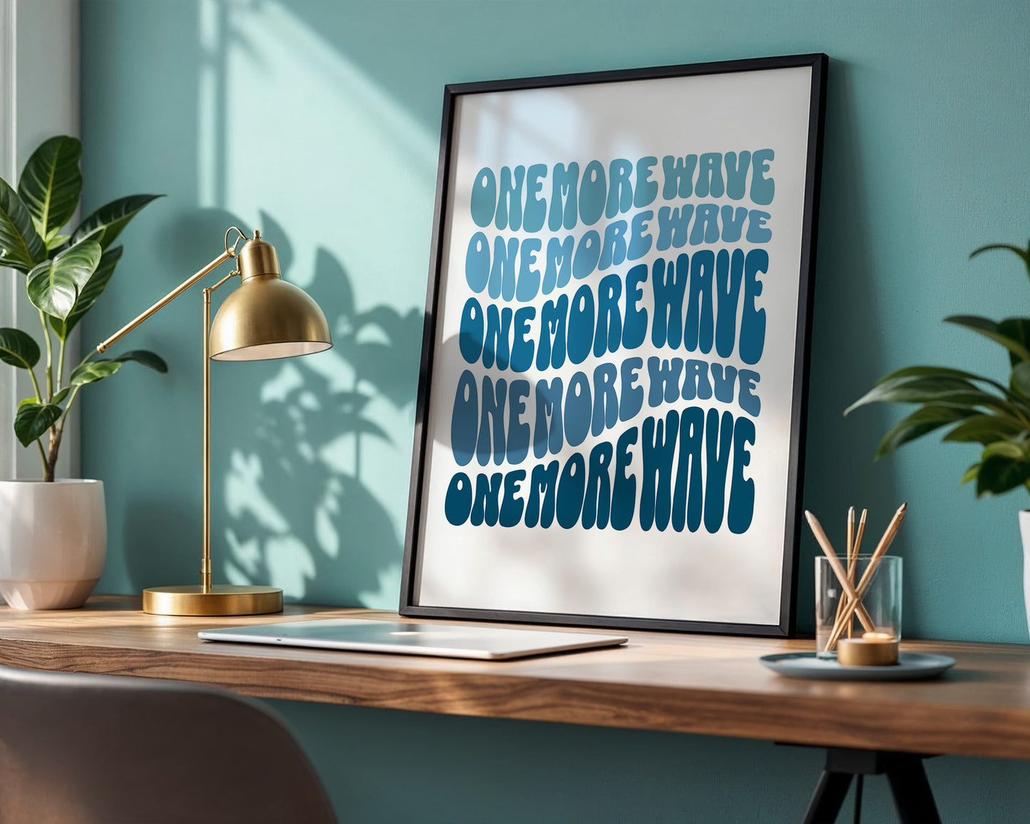 "One More Wave" Blue Rolling Waves Satin Ocean Poster